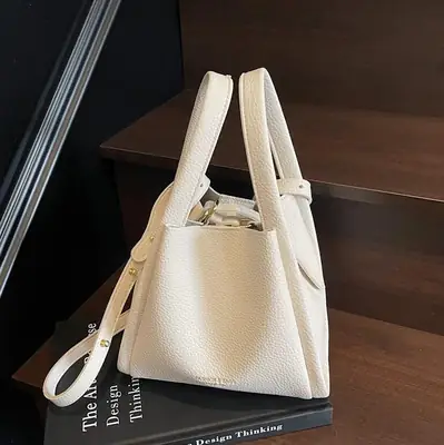 Women's Cream Textured Shoulder Bag 2025 Casual Fashion