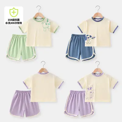 Boys Cotton Shorts Set Yellow Blue 2025 New Arrival