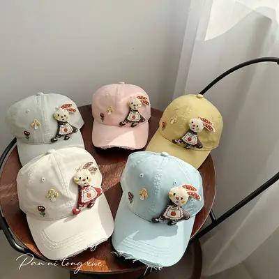 Girls Cartoon Bunny Sunscreen Cap 2025 Early Spring