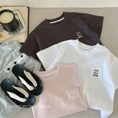 Japanese Style Kids T-Shirt White 2025 Summer