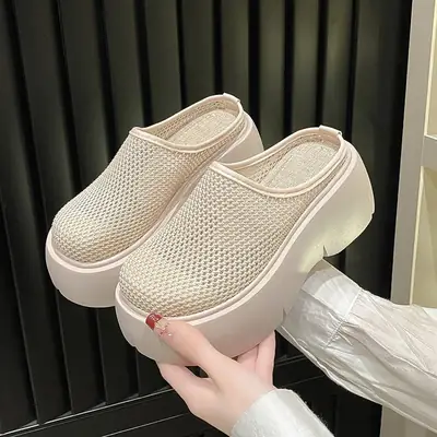 Women's White Mesh Hole Slippers Summer