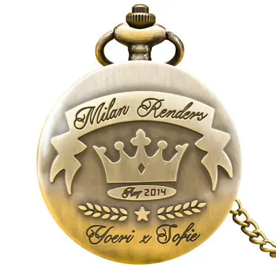 Retro Bronze Pocket Watch with Crown & Crown Design