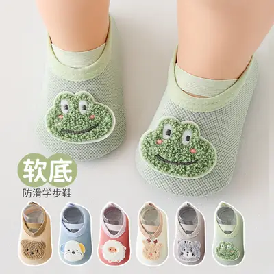Spring and summer soft bottom baby shoes toddler shoes cartoon shoes 6-12 non-slip cloth bottom step front shoes floor shoes socks