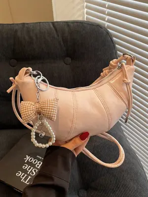 Pink Pearl Crossbody Bag for Women Spring Summer 2025