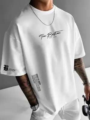 Men Purple Los Angeles Printed T-Shirt Short Sleeve