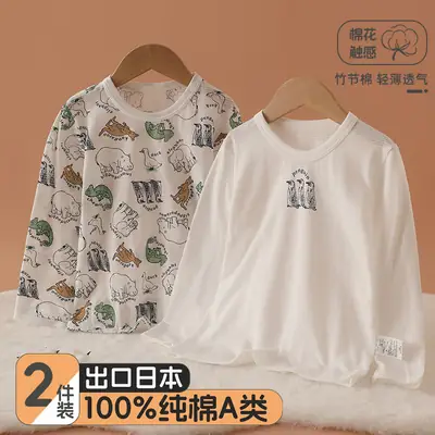 Boys Long Sleeve T-Shirt White Crewneck 2 Pack