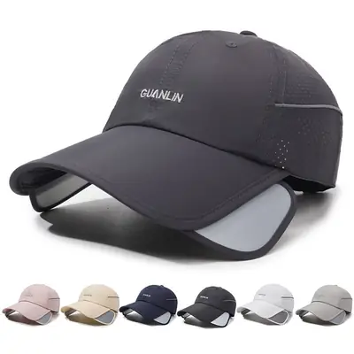 Men Retractable Sunscreen Hat Fishing Outdoor Quick-Drying Cap