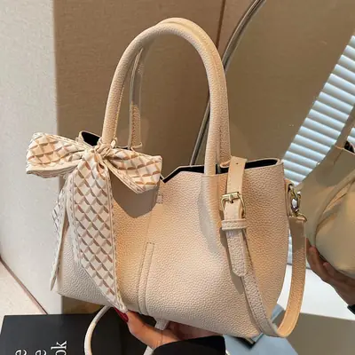 Beige Bow Shoulder Bag for Women 2025