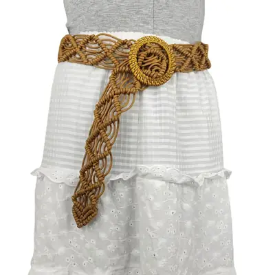 Women's Woven Belt Dress with Extra Wide Trench Coat Belt