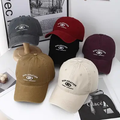 Black Retro Baseball Cap with "Exploration" Logo