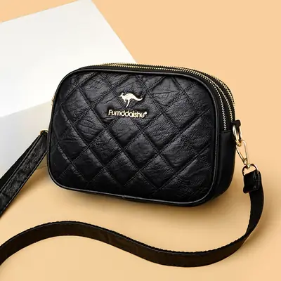 Black Quilted Crossbody Bag for Women 2025