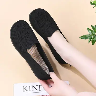 Women's Purple Mesh Slip-On Flat Shoes