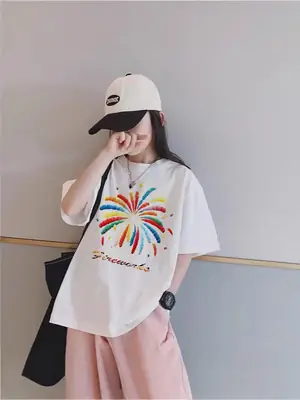 Cute Bunny Print Cotton T-Shirt for Kids Summer Wear