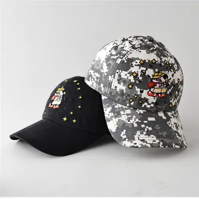 Black Cartoon Embroidered Baseball Cap Sunshade Unisex