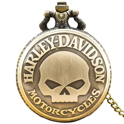 Harley Davidson Skull Pocket Watch with Pendant