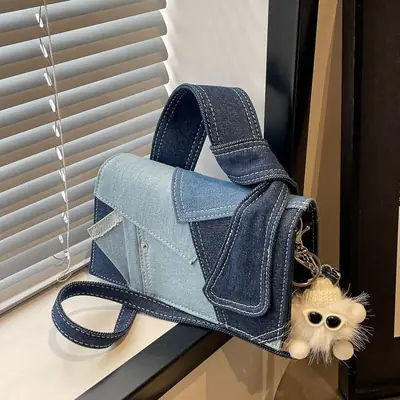 Denim Square Bag Women 2025 New Color Contrast