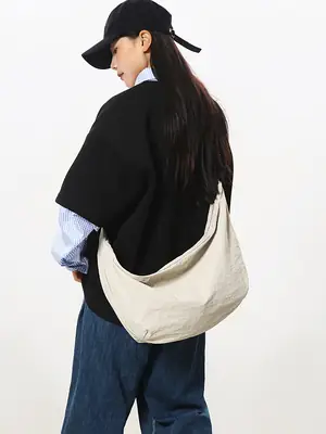 Men's White Crossbody Bag Large Capacity Leather Goods