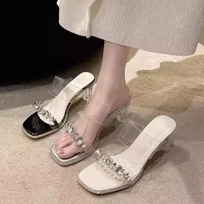 Transparent Crystal High-Heel Sandals for Women