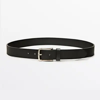 Black Genuine Leather Women's Pin Buckle Belt