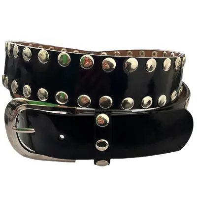 Women's Black Rivet Belt with Buckle