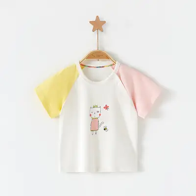 Baby T-Shirt White Green Pink Half Sleeve Summer Cotton