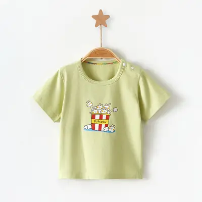 Kids Cotton T-Shirt Light Green Crown Print