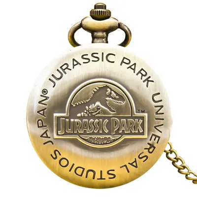 Japanese Jurassic Park Gold Plated Pocket Watch
