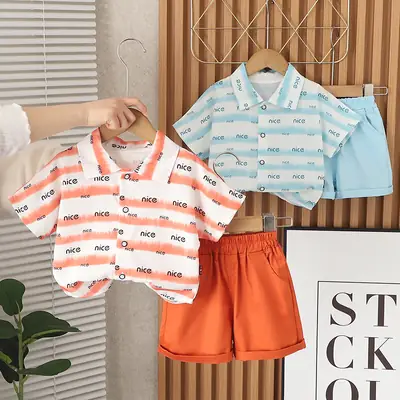 2025 Cotton T-Shirt Polo Shorts Set for Boys 1-5Y