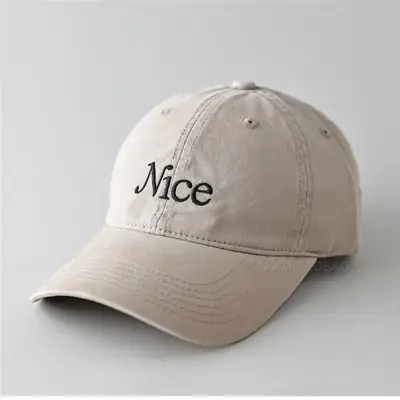 Mice Embroidered Beige Baseball Cap for Men Women