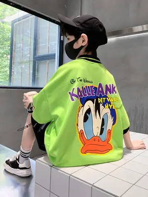 Boys Cotton T-Shirt Summer 2025 Cartoon Design