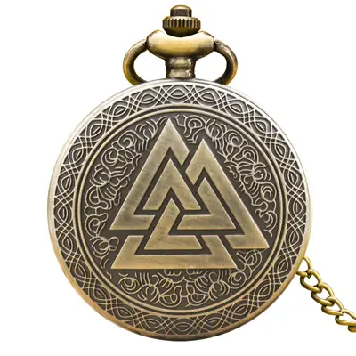 Retro Triangle Pyramid Pocket Watch with Chain