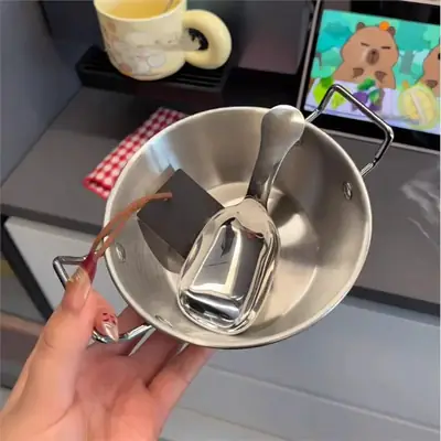 Korean Rice Wine Bowl Stainless Steel 15cm Double Ear