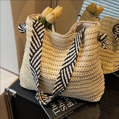 Straw Woven One-shoulder Tote Bag for Women