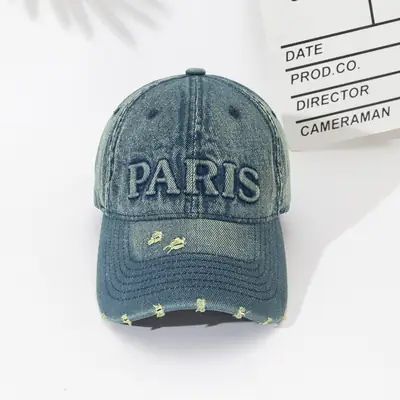 Vintage Denim Baseball Cap with Monogram Sun Hat for Men