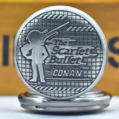 Classic Detective Conan Pocket Watch with Flip Quartz Mechanism