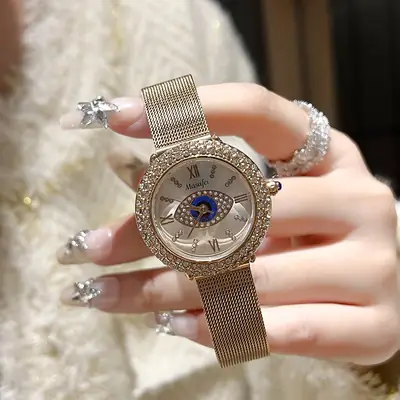 Cross-Border Diamond Watch Set for Women Light Luxury Waterproof