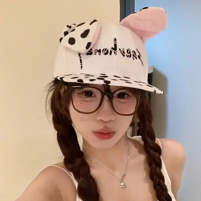 Cow Print Dalmatian Cap for Girls Spring Summer