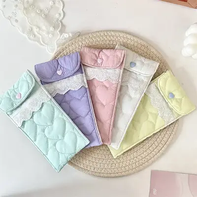 Quilted Cotton Glasses Bag with Heart Design