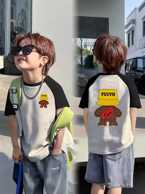 Boys T-shirt Fuyu Boy Graphic Contrast 2025 Summer