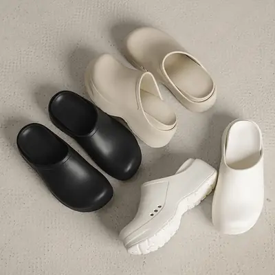 New Chef Shoes for Women in Summer, Thick-Soled Heightening Slippers, Eva Non-Slip, Wear-Resistant, Breathable, Non-Stinky Foot Toe Slippers