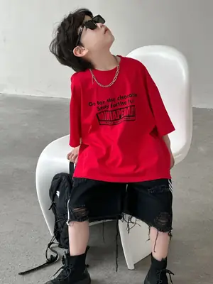 Boys Pure Cotton T-Shirt White 2025 Casual Kids Wear