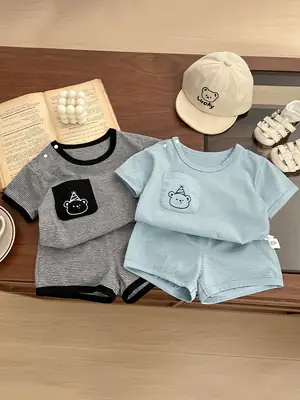 Kids Gray T-Shirt Shorts Set for Boys Summer 2025