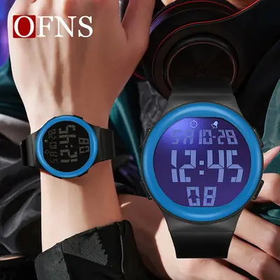 Oufani Waterproof Digital Watch for Men Women Black