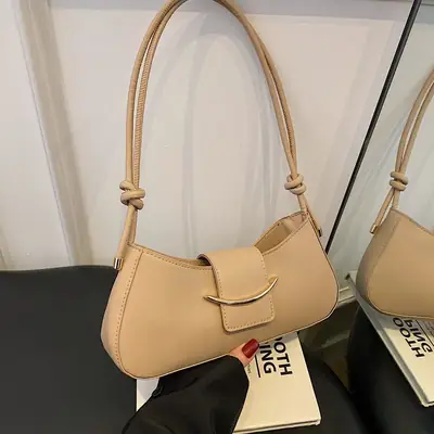 Women's Beige One-shoulder Underarm Bag 2025 Spring Summer