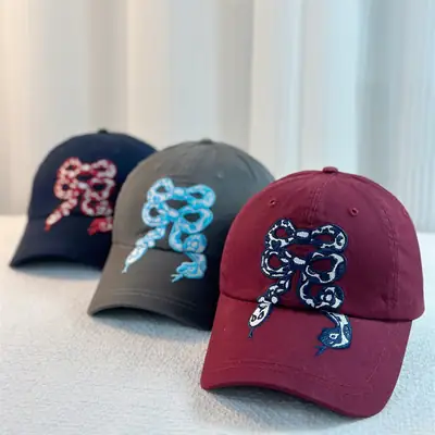 Snake Embroidered Cap for Men Women Casual All Match