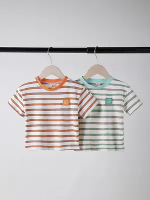 Kids Cotton Striped T-Shirt Short Sleeve Summer
