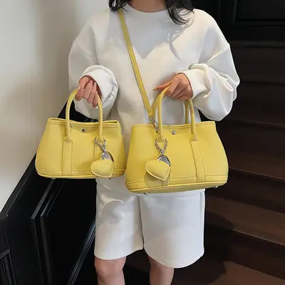 Women Yellow Korean Retro Bucket Bag 2025 Spring New Fashion