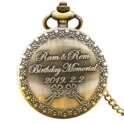 Ram & Rem Birthday Memorial Pocket Watch Bronze