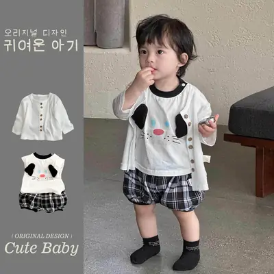 Boys Cartoon T-Shirt Shorts 1-3Yr Sunscreen Set