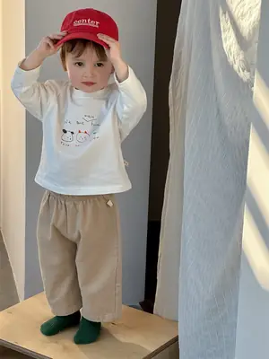 Kids Korean Style Autum Letter T-Shirt Pants Set